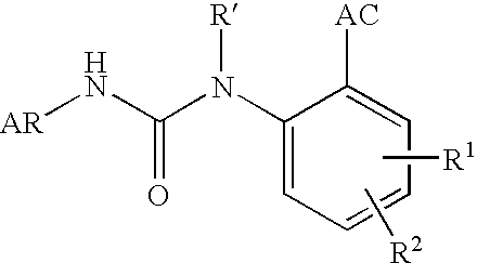 Aryl ureido benzoic acid derivatives and their use