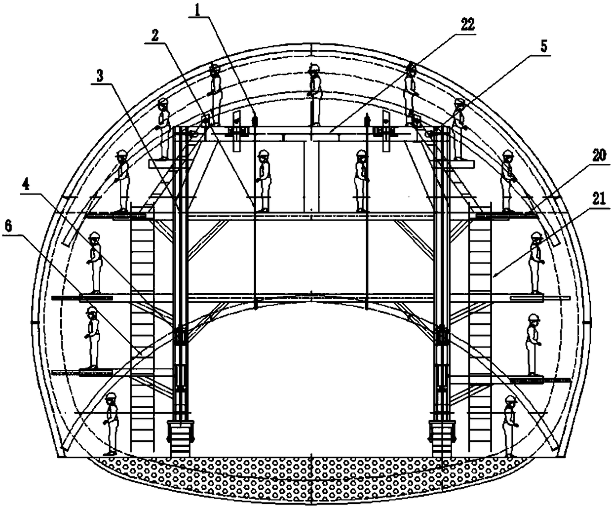 Steel arch trolley suitable for tunnel micro-step excavation method