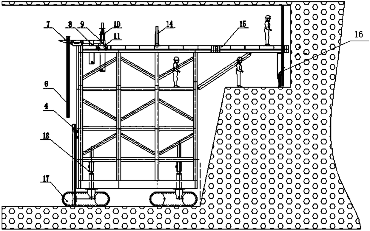 Steel arch trolley suitable for tunnel micro-step excavation method
