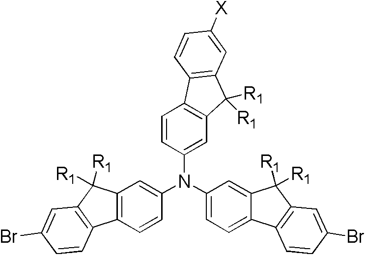 Trifluoreneamine compound, trifluoreneamine polymer luminescent material and preparation methods and application thereof