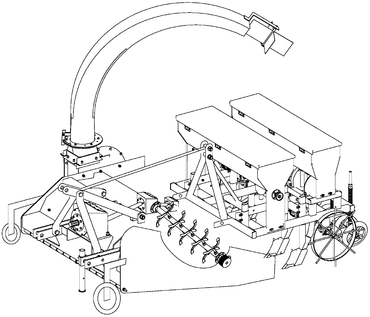 Wheat no-tillage seeding machine suitable for full straw mulched ground operation