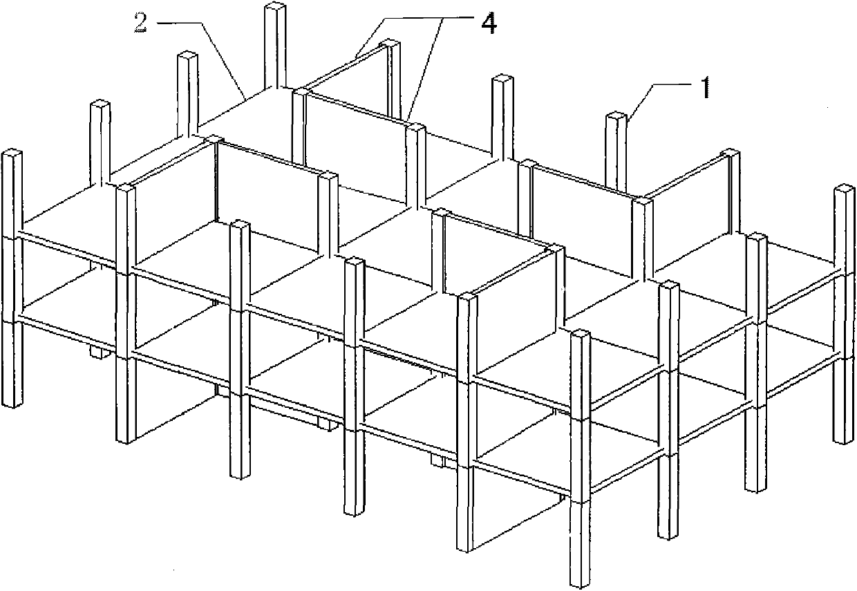 Prestressed assembled board column structure with steel supports and construction method thereof