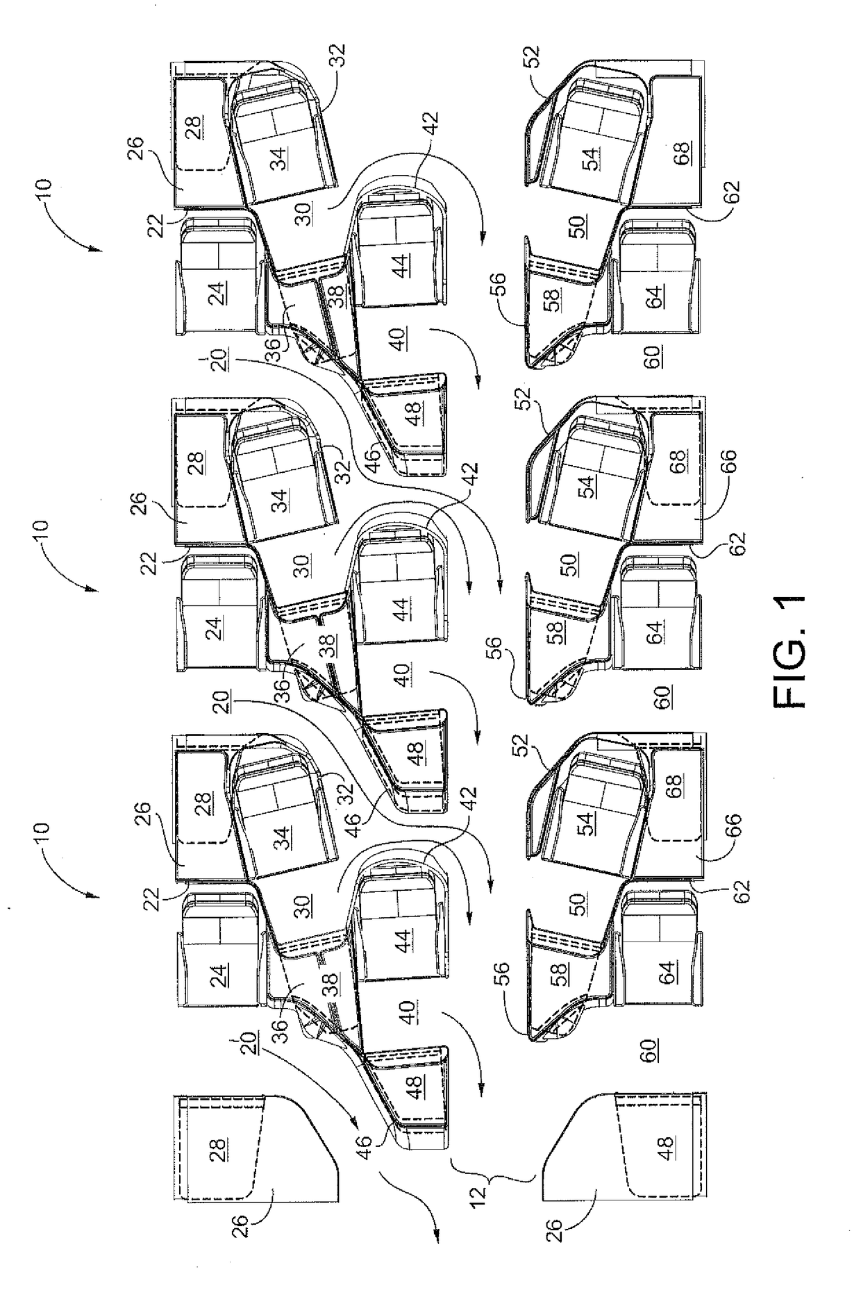 Forward-facing aircraft passenger suite with all aisle access