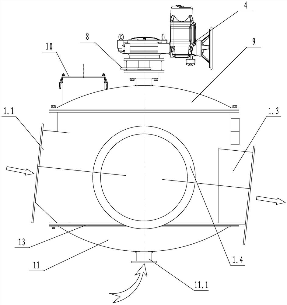 Cylindrical four-way powder distributing valve