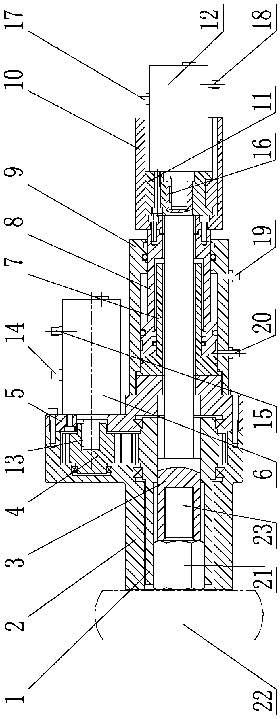 Pre-tensioning track slab pre-tensioning jack and its method of tensioning track slab prestressed threaded steel bar