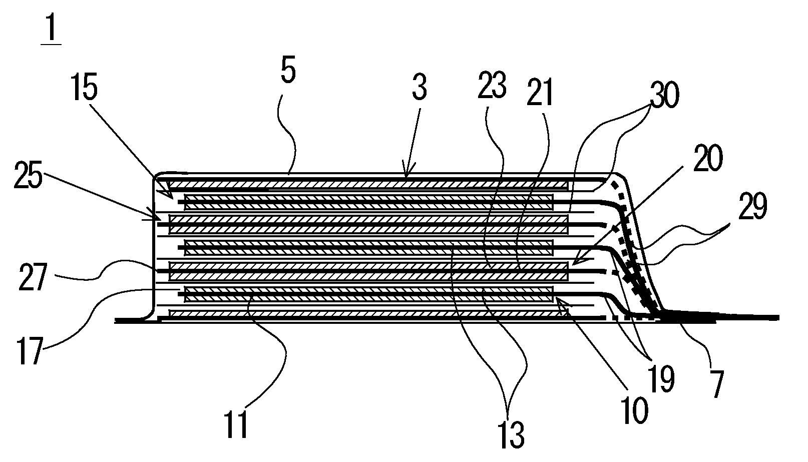 Stacked secondary battery and method of manufacturing the same