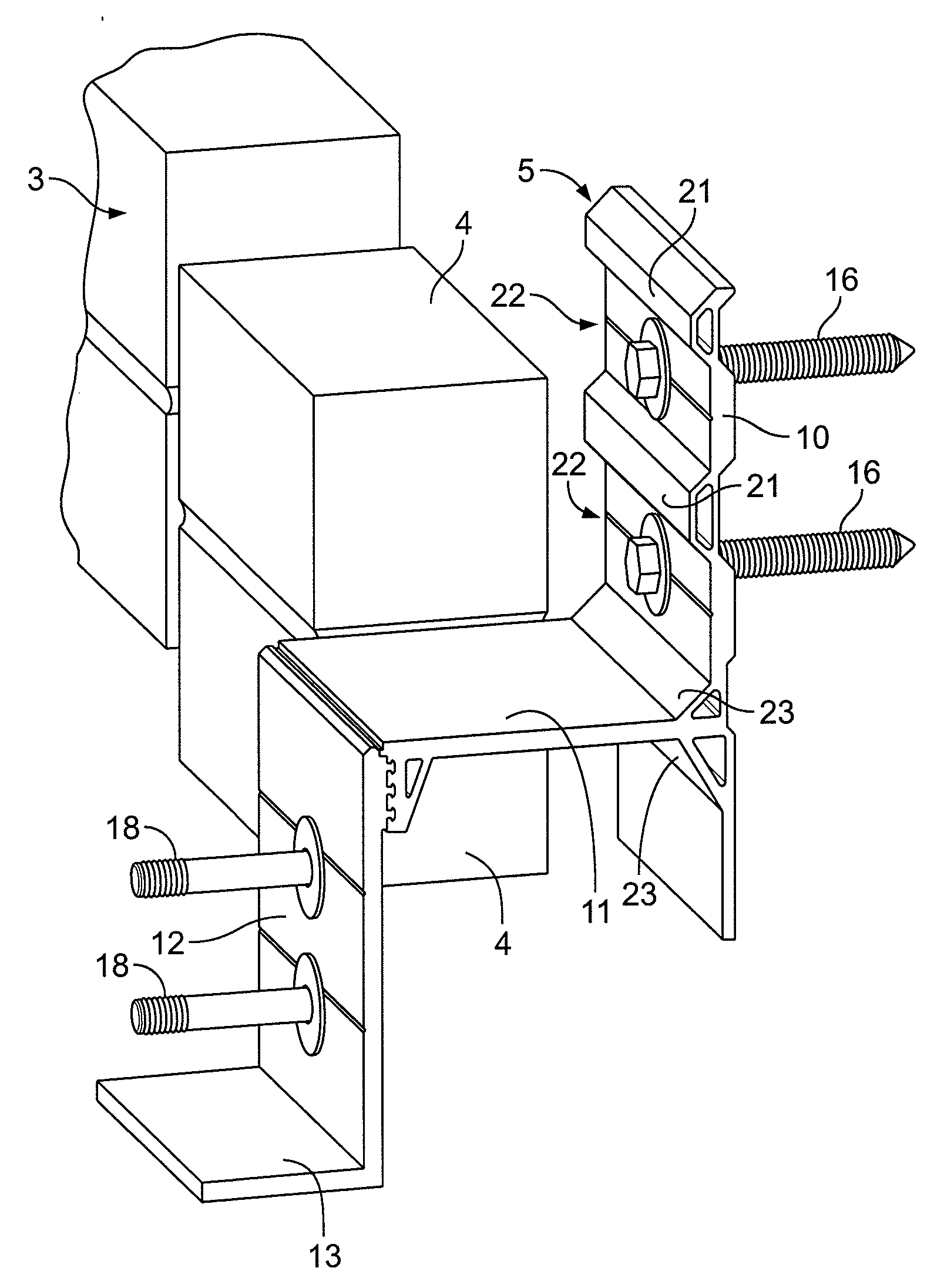 Brick bracket for installation of a ledger on the brick facing or veneer of a structure and associated methods for the installation of the brick bracket on the brick facing