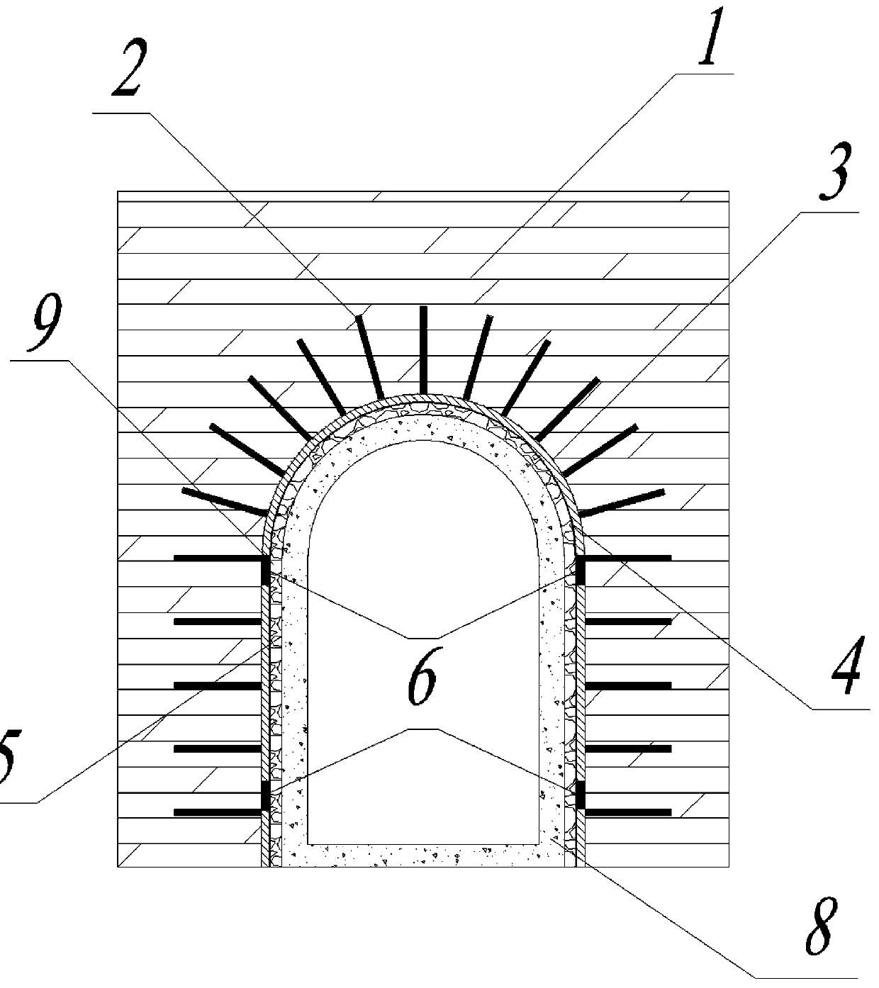 Tunnel lining structure filled with ceramic particles and construction method