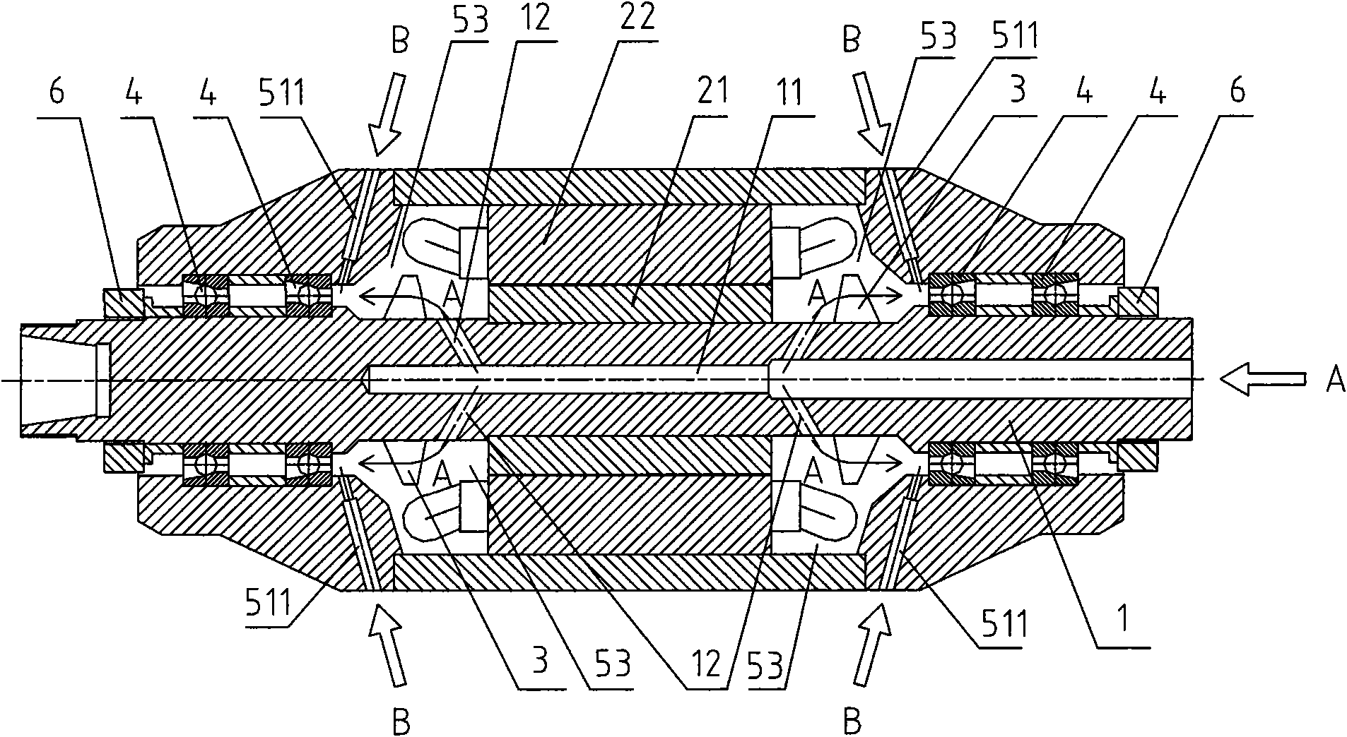 Built-in cooling device of high-speed rotary main shaft