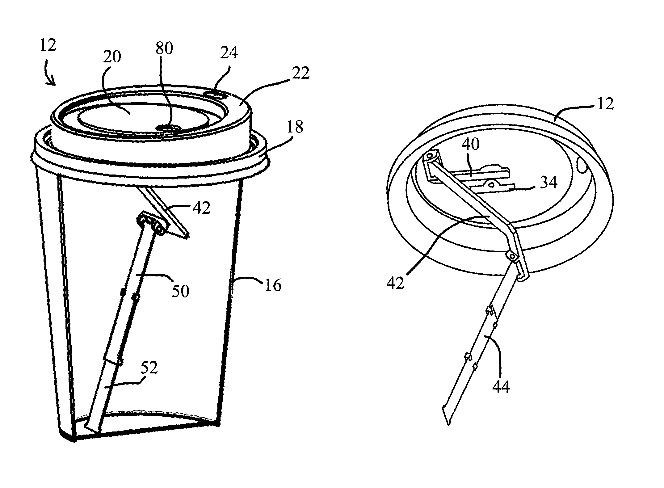 Lid with collapsible stirrer