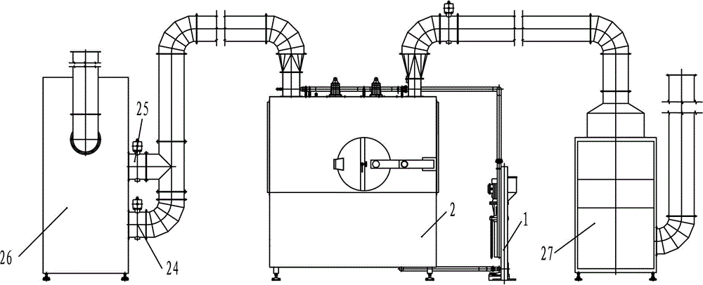Three-way cleaning device of sugar coating machine