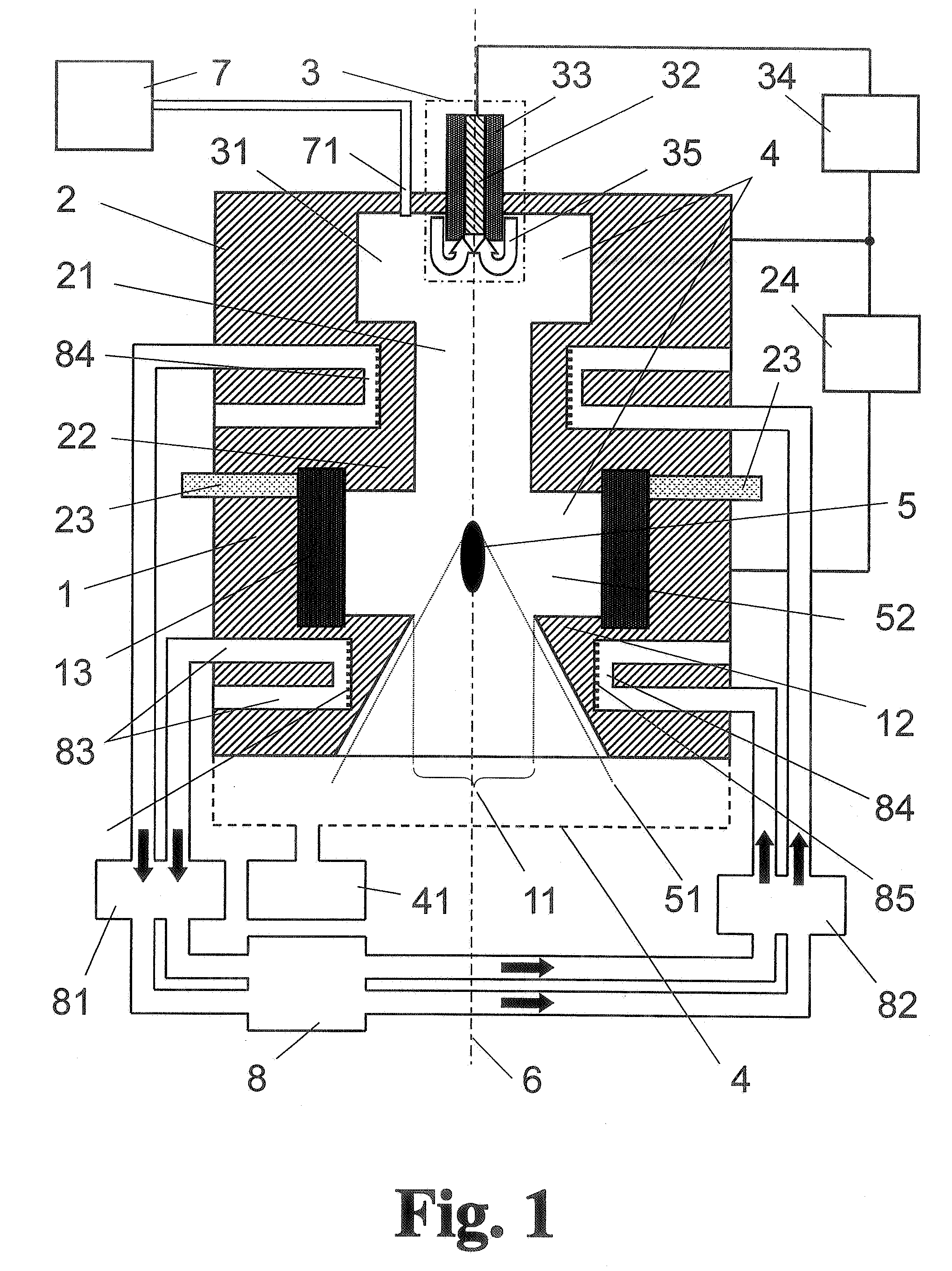 Arrangement for the generation of short-wavelength radiation based on a gas discharge plasma and method for the production of coolant-carrying electrode housing