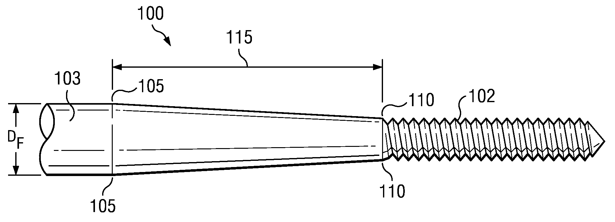 Tapered Threaded Orthopedic Fastener Engaging Predetermined Radial Preloads