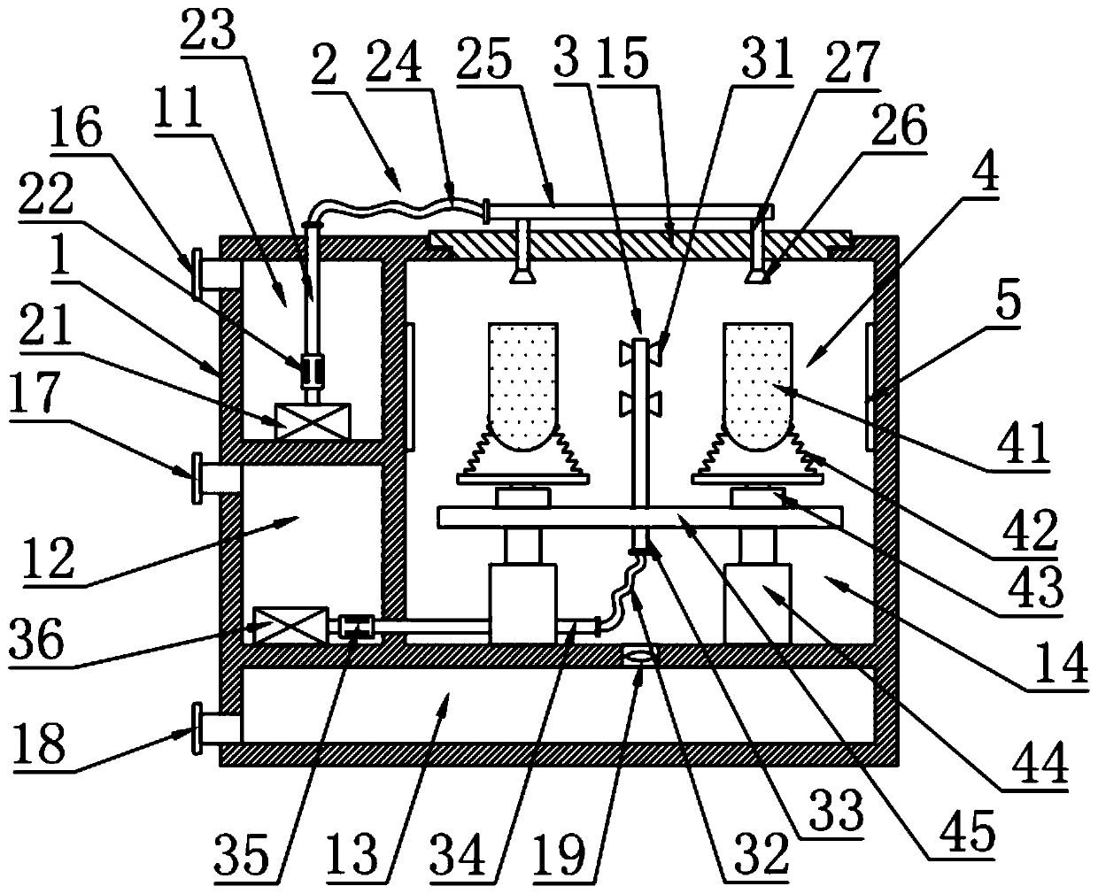 Instrument washing device for drug and equipment section