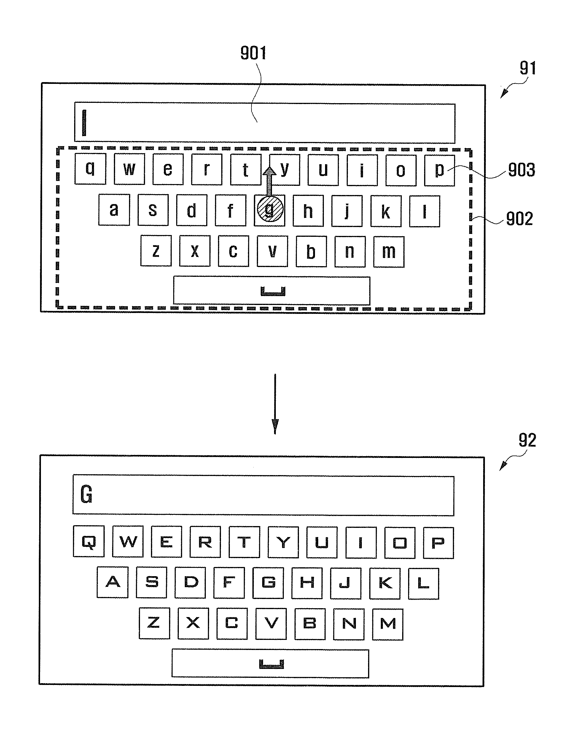 Letter input method and mobile device adapted thereto