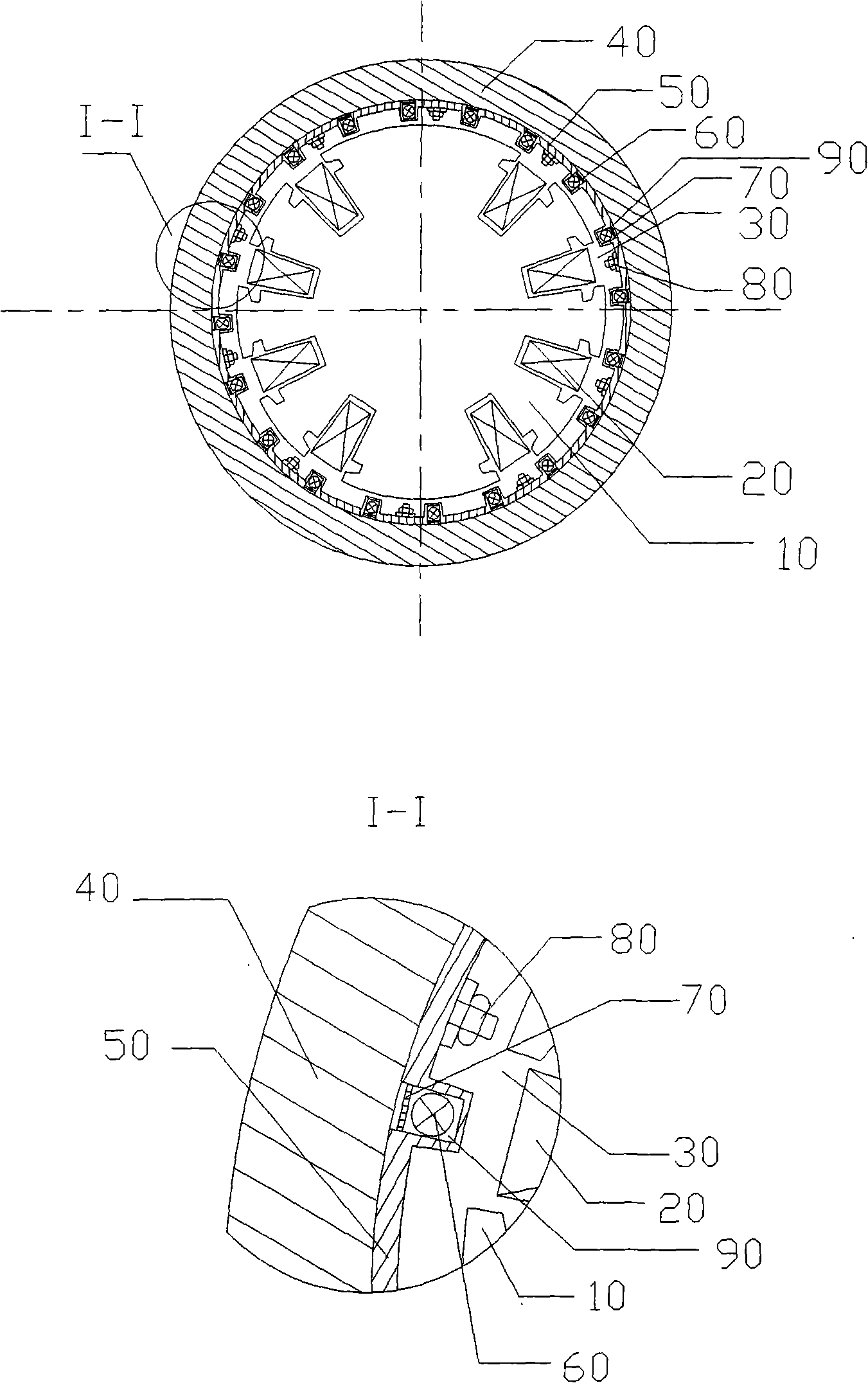 Non-groove stator of evaporative cooling motor