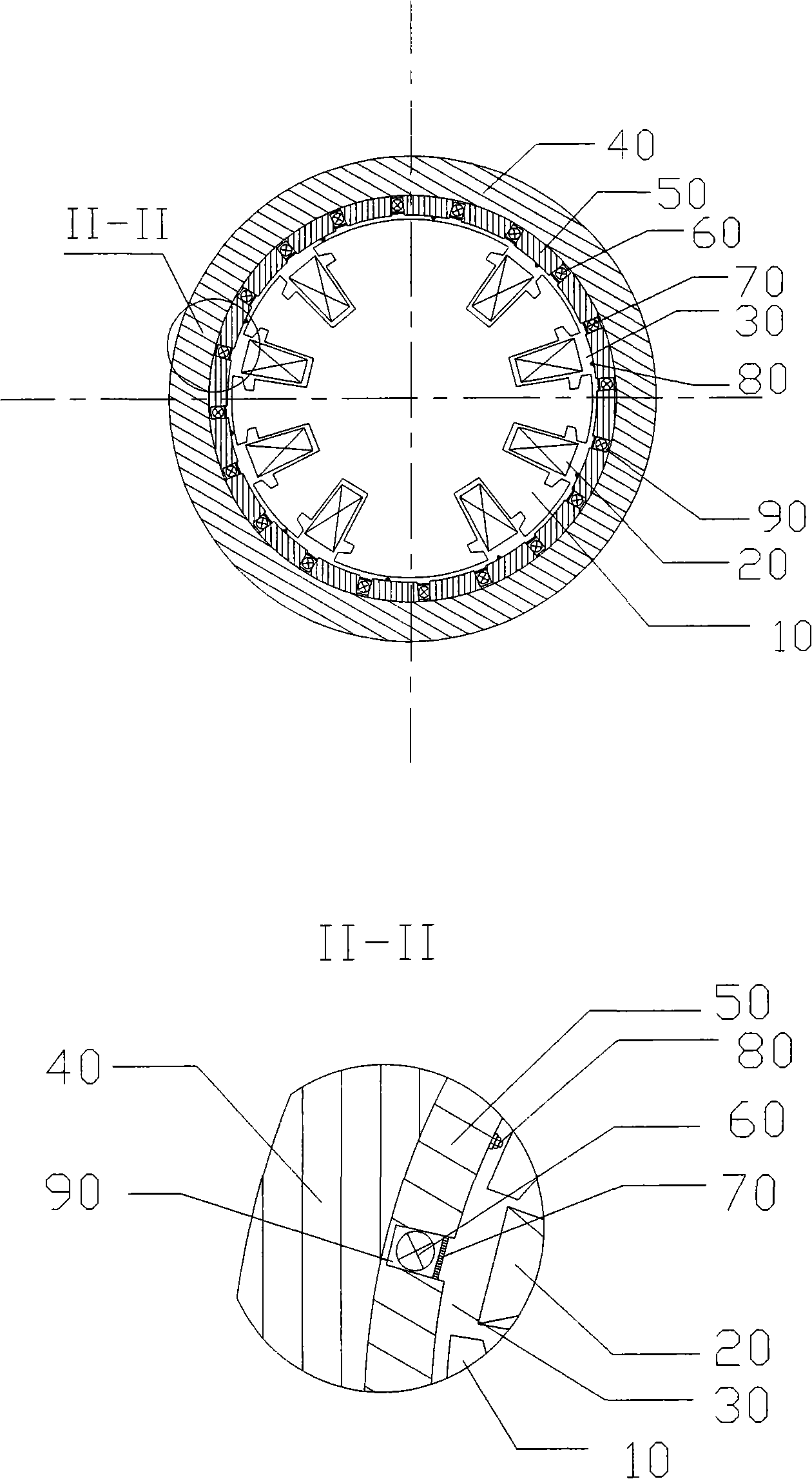 Non-groove stator of evaporative cooling motor