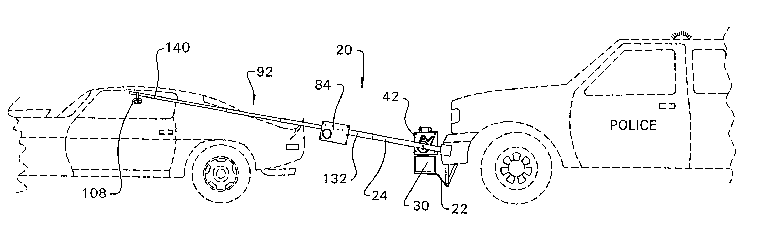 Extendable arm for a motor vehicle