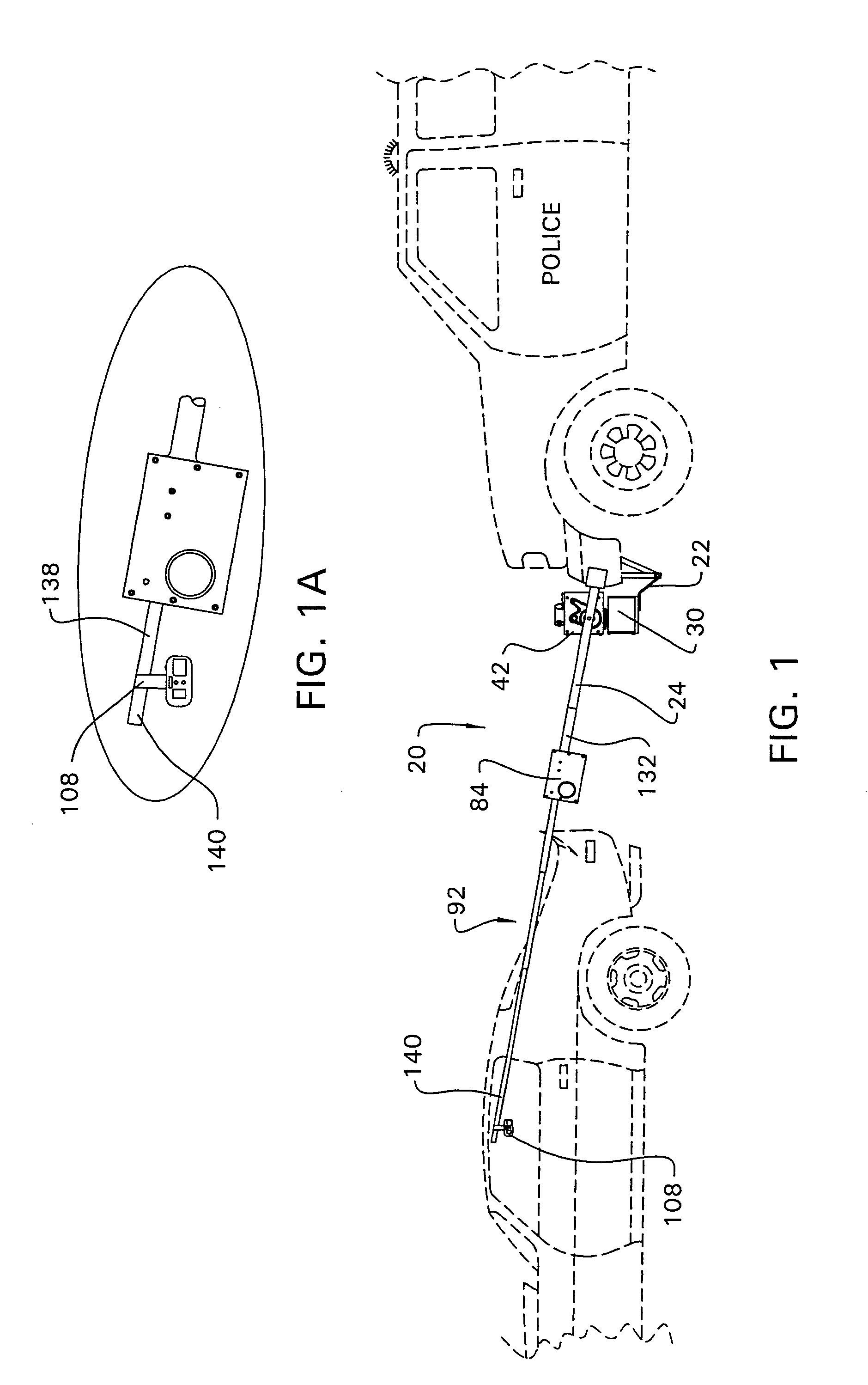Extendable arm for a motor vehicle