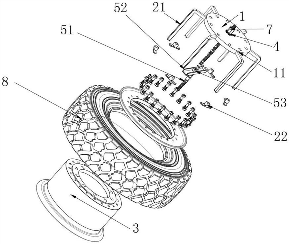 Device for conveniently assembling and disassembling split hub and tire