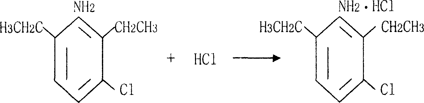 Prepn process of 4,4'-methylene-bis(3-chloro-2,6-diethyl aniline) (MCDEA)
