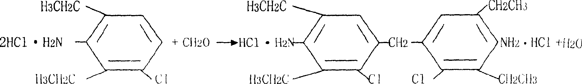 Prepn process of 4,4'-methylene-bis(3-chloro-2,6-diethyl aniline) (MCDEA)