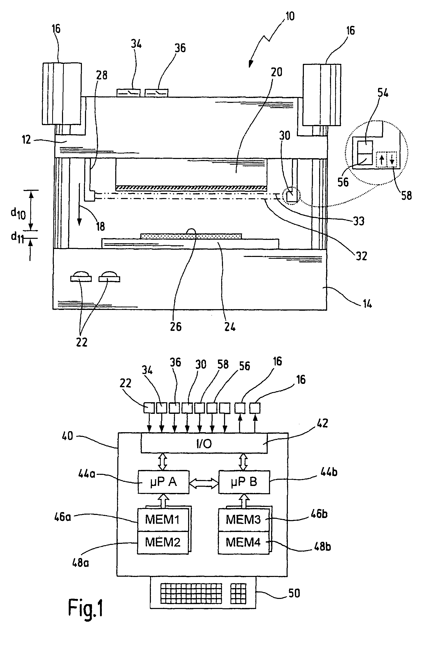 Safety device and method for determining an overtravel in a machine
