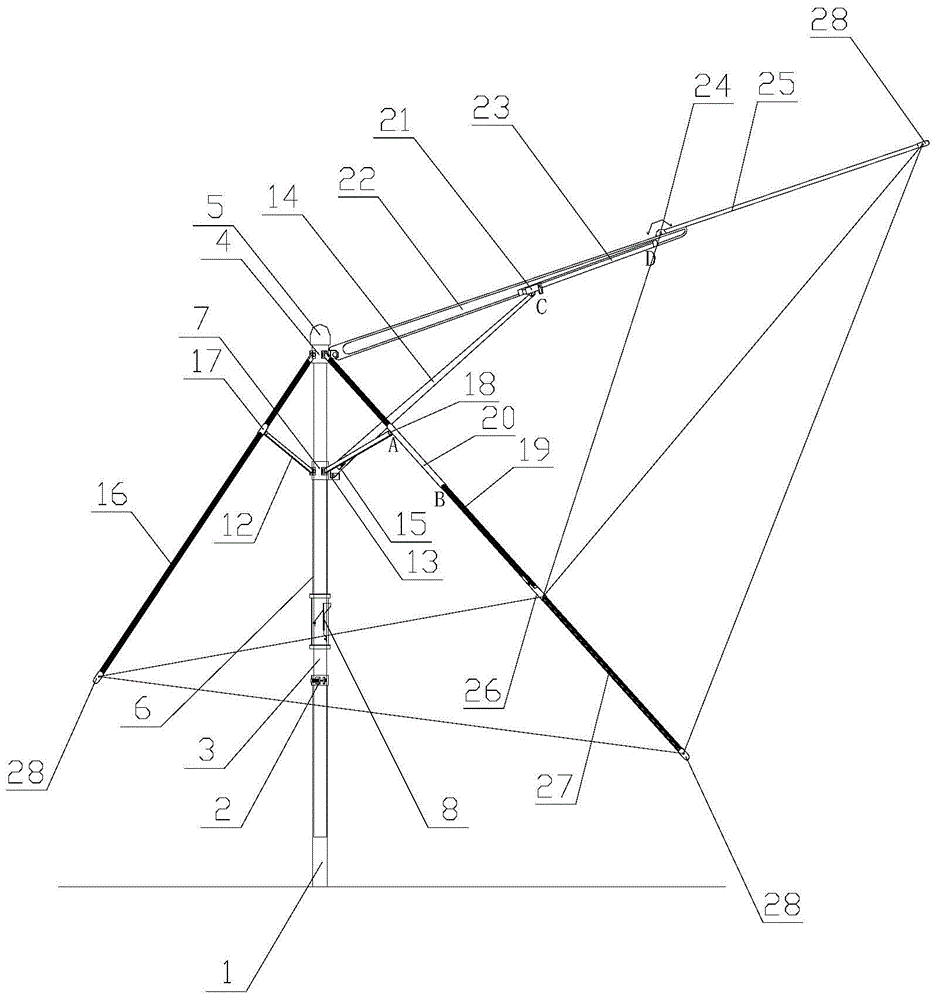 An outdoor tent umbrella