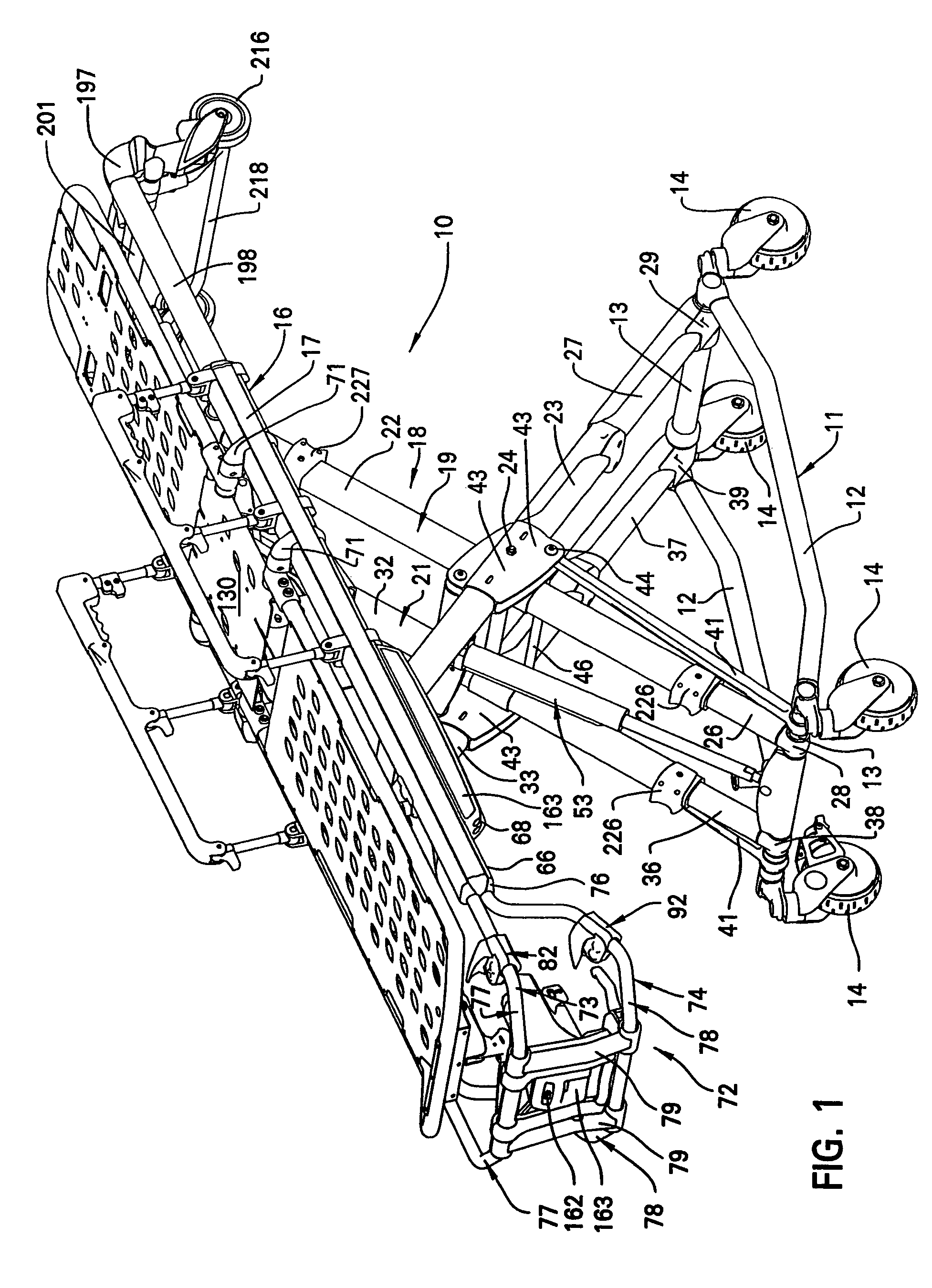 Ambulance cot and hydraulic elevating mechanism therefor