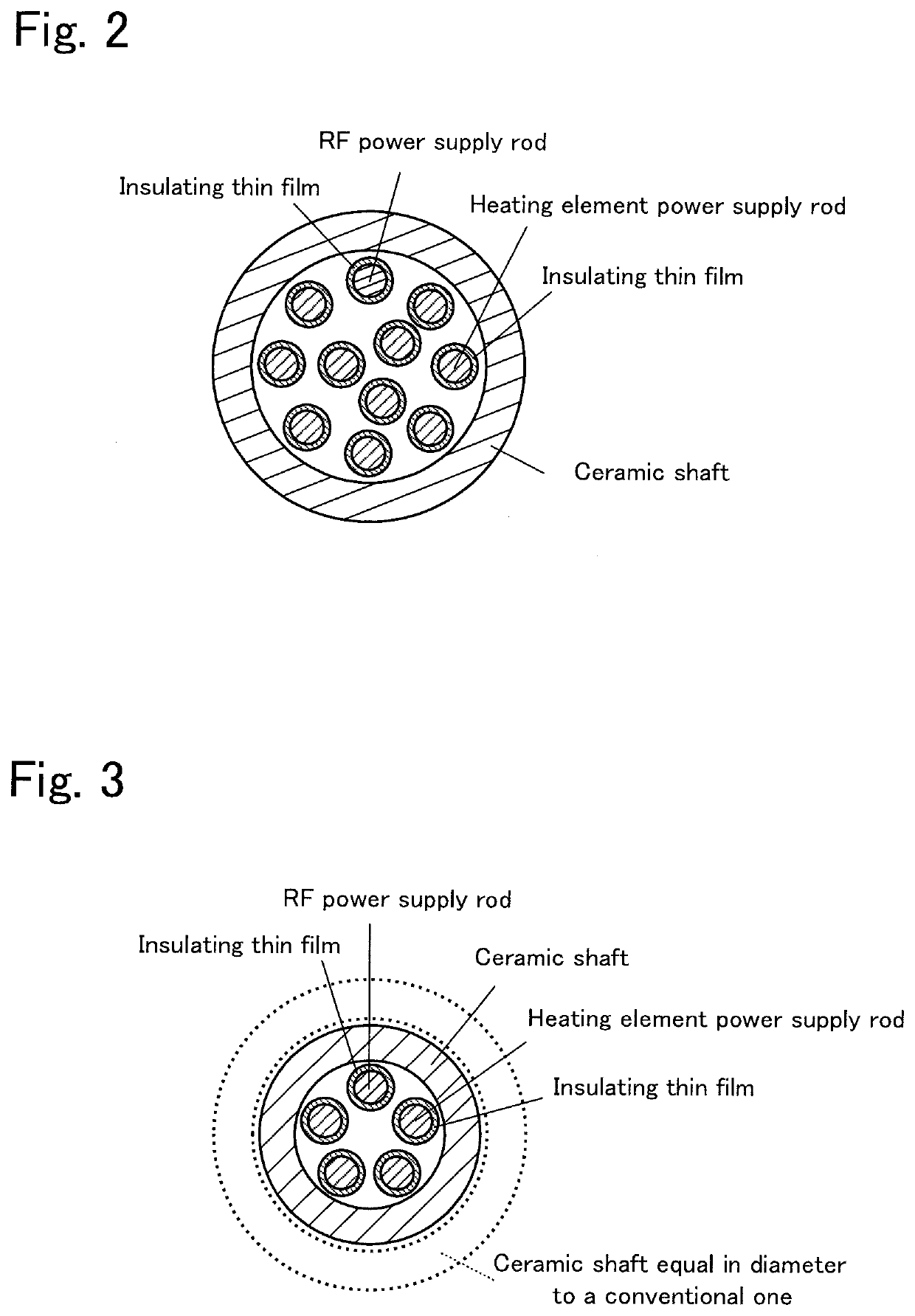 Ceramic heater with shaft