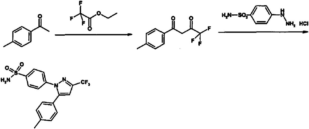 Method for preparing celecoxib by using one-pot method