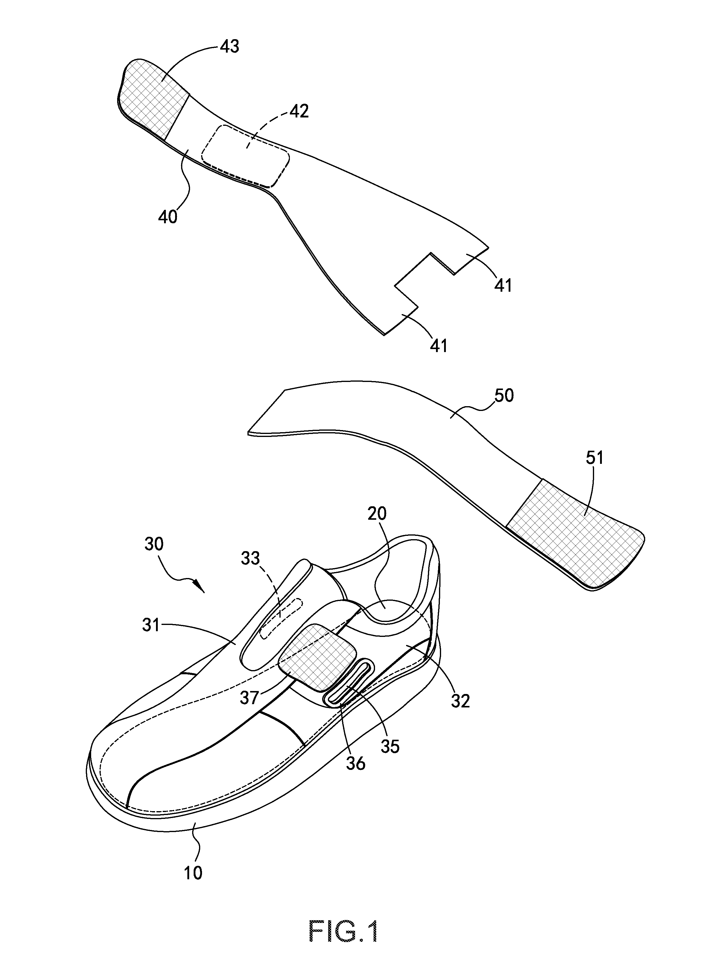 Shoe body with arch suspended support