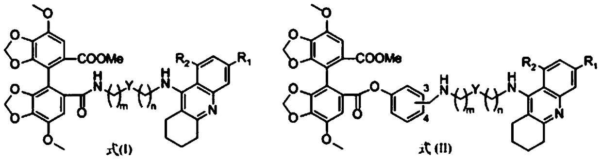 Tacrine-bifendate hybrid compound, its preparation method and application