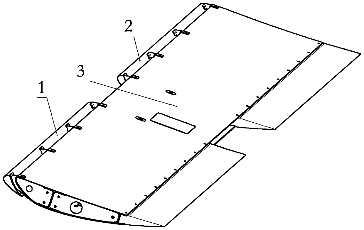 Composite material horizontal tail wing with leading edge slats