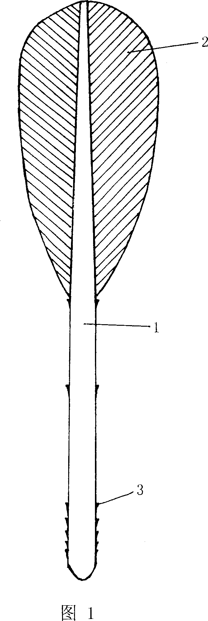 Artificial feather and manufacturing method