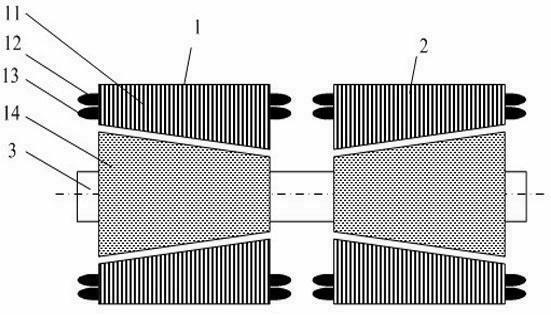 Tapered bearingless asynchronous motor