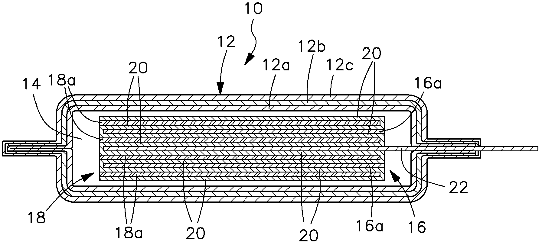 Lithium battery core capable of radiating heat by directly conducting heat from internal to external