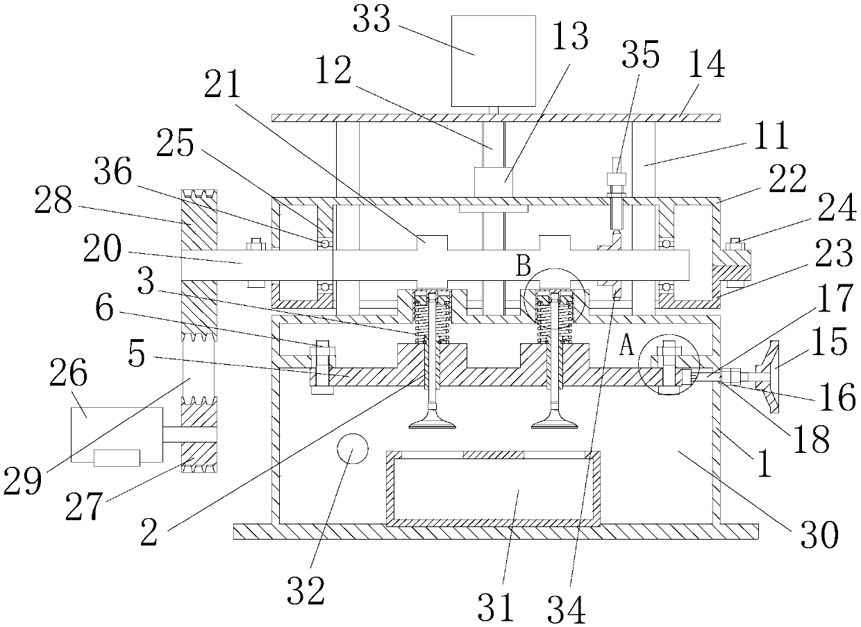 A wear test device and test method for a valve-valve guide friction pair