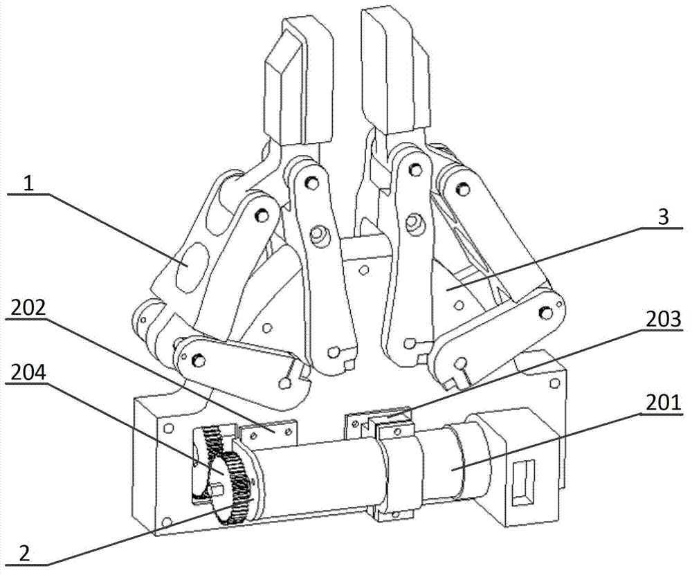 Self-adaption claw mechanism of spatial on-orbit service robot