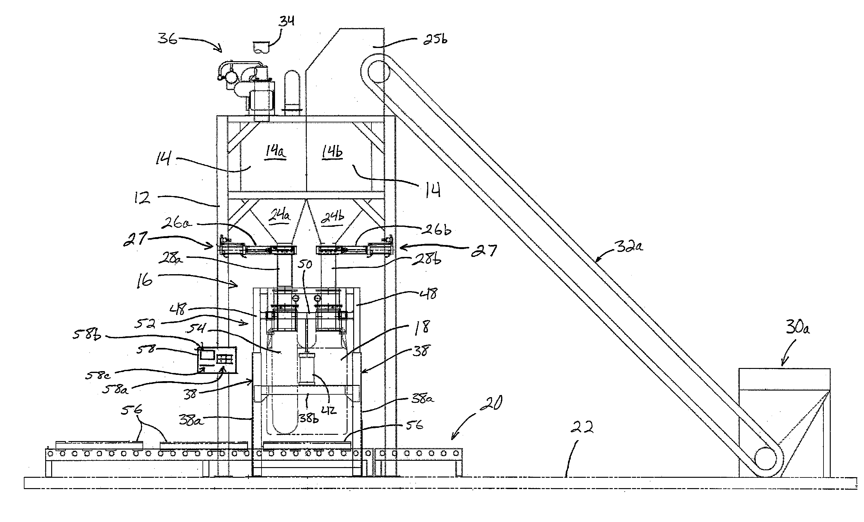 Apparatus and method for filling multi-chamber containers with bulk materials