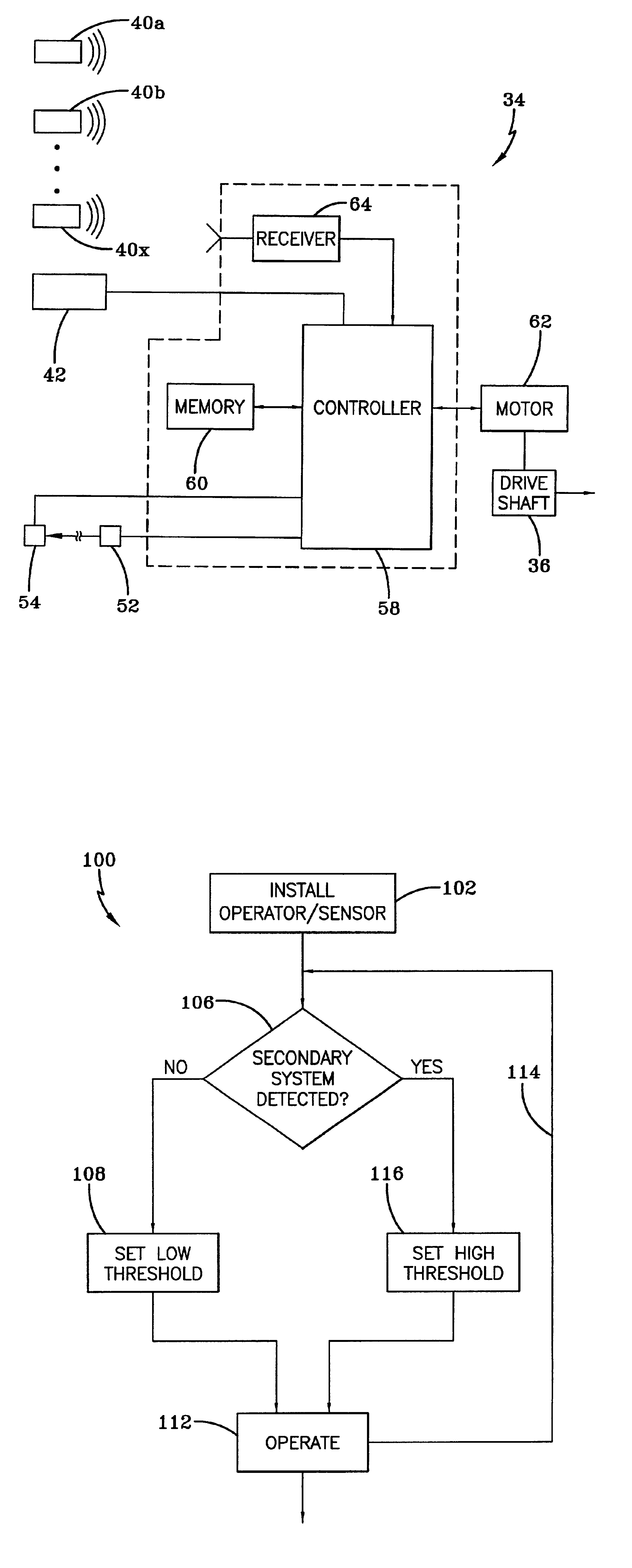 Method and device for adjusting an internal obstruction force setting for a motorized garage door operator