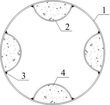 Steel pipe pile internally provided with multiple arc-shaped stiffening ribs and construction method of steel pipe pile