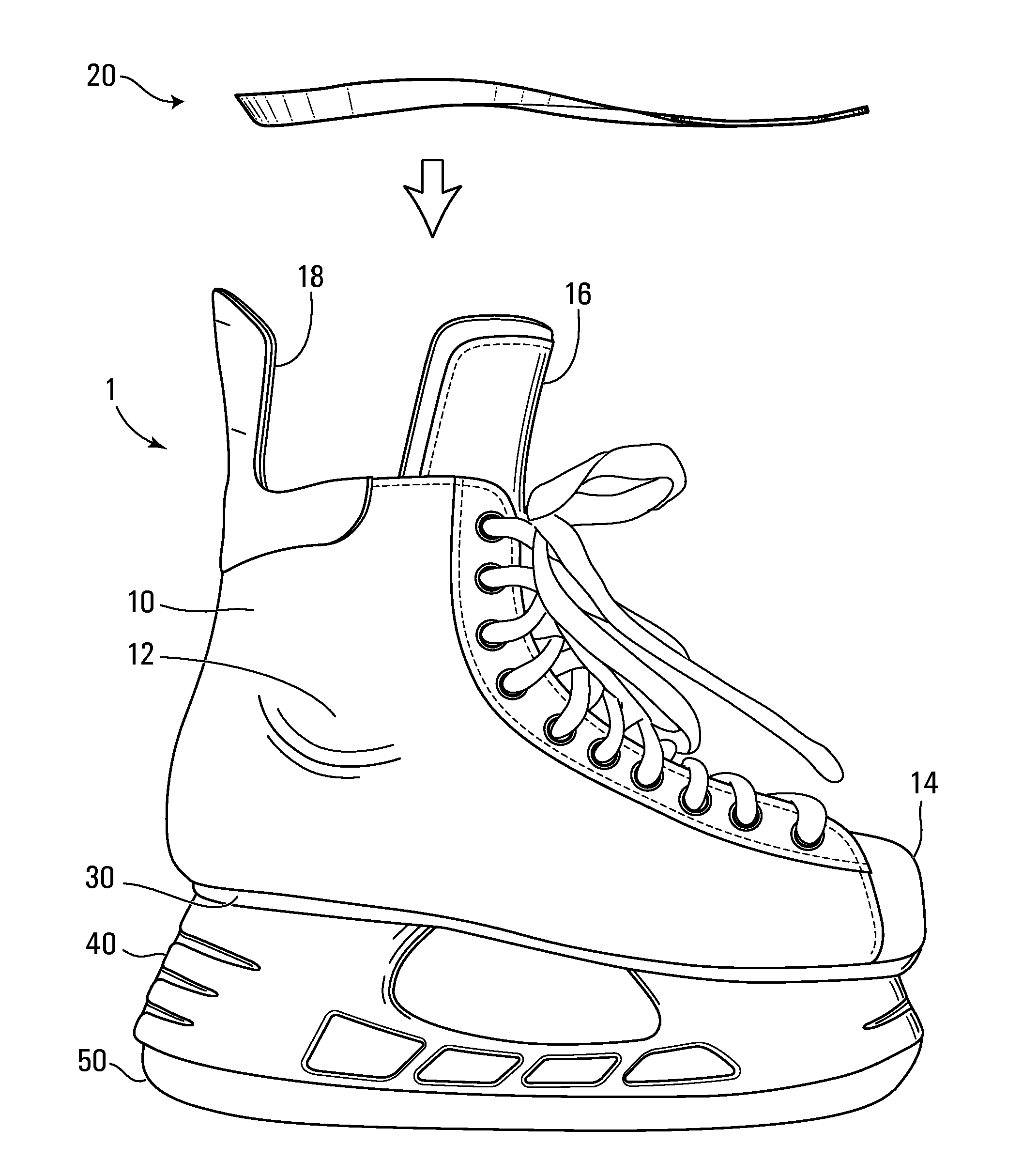 Footbed for a skate boot