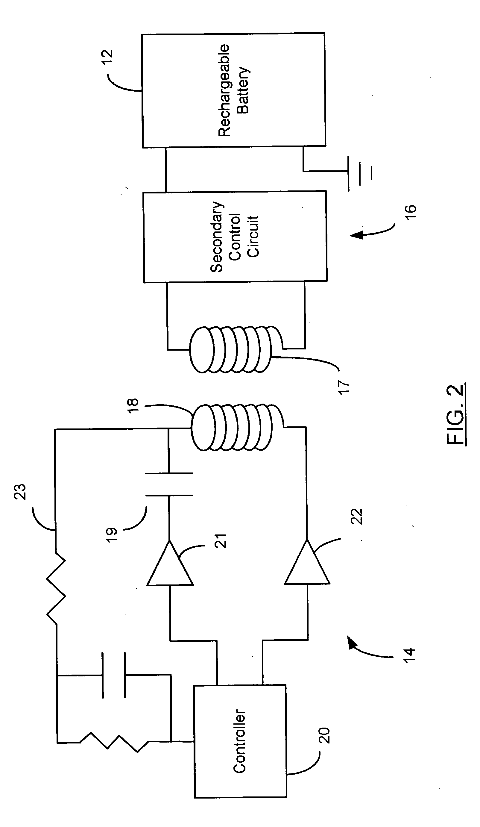 Efficient inductive battery recharging system