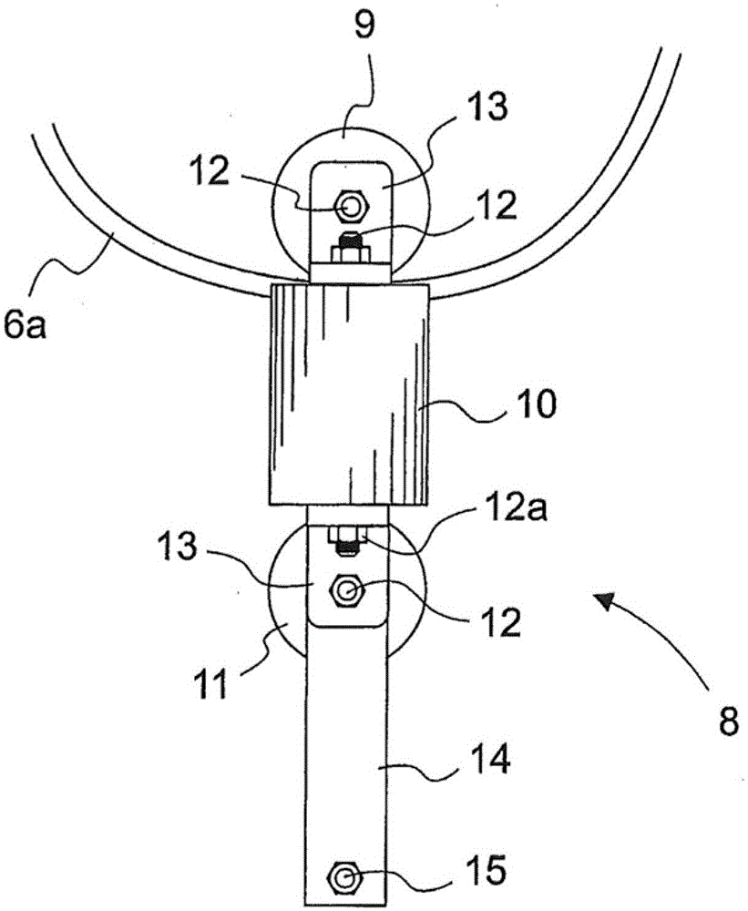 A device for damping the lateral sway of a rope-like device secured to an elevator car