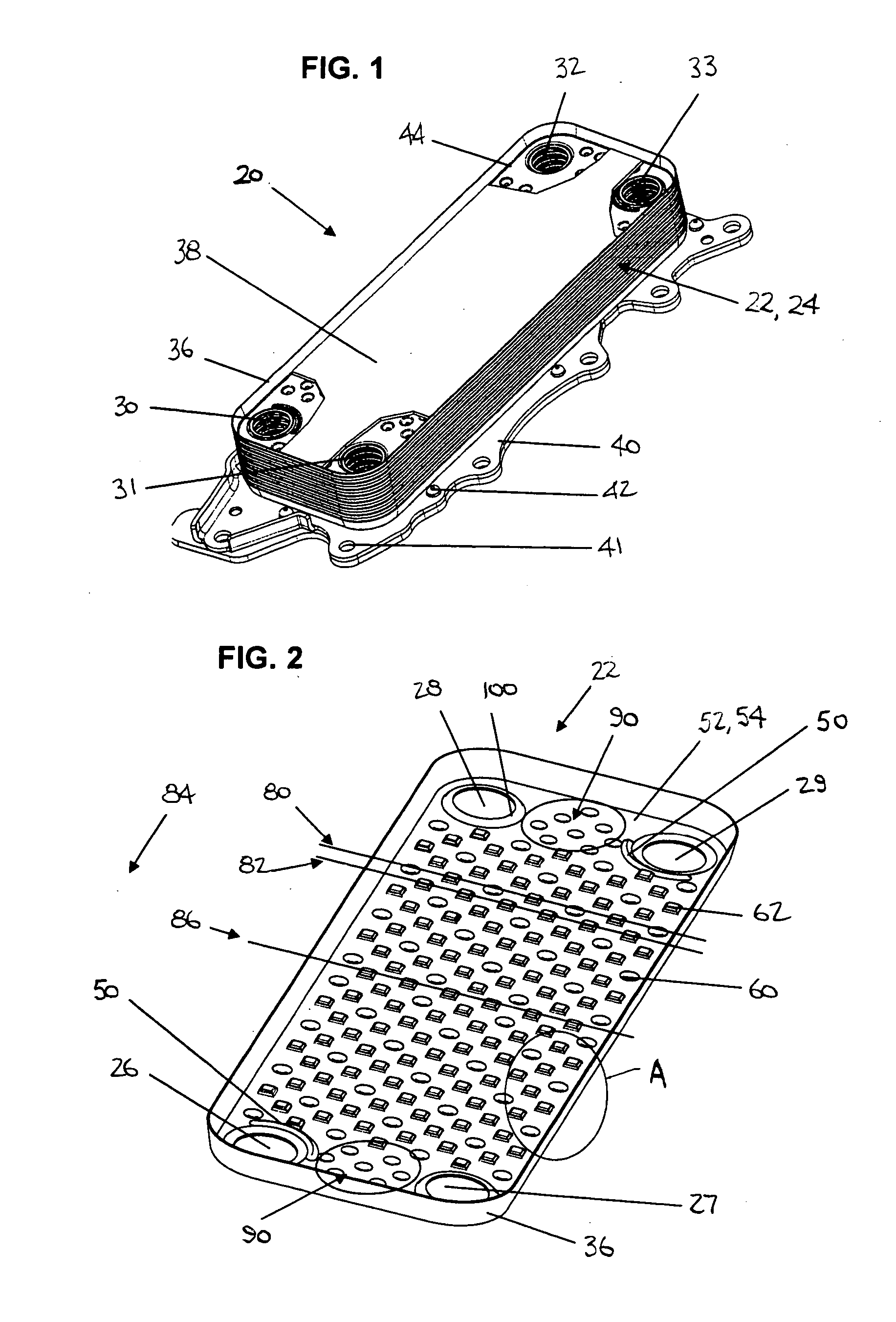 Heat exchanger with plate projections