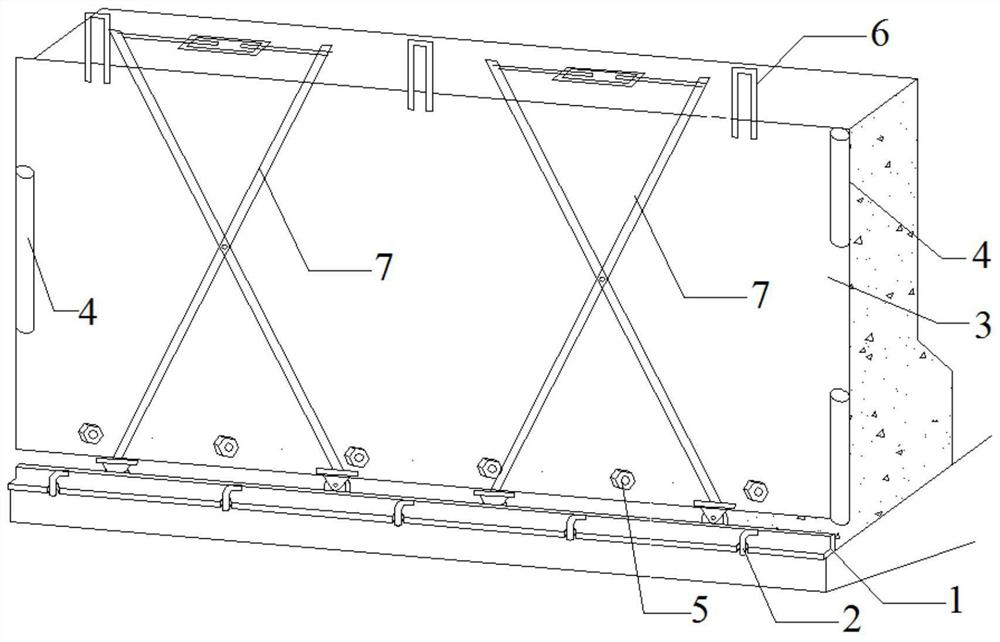 Bridge cast-in-place concrete anti-collision guardrail construction device and method