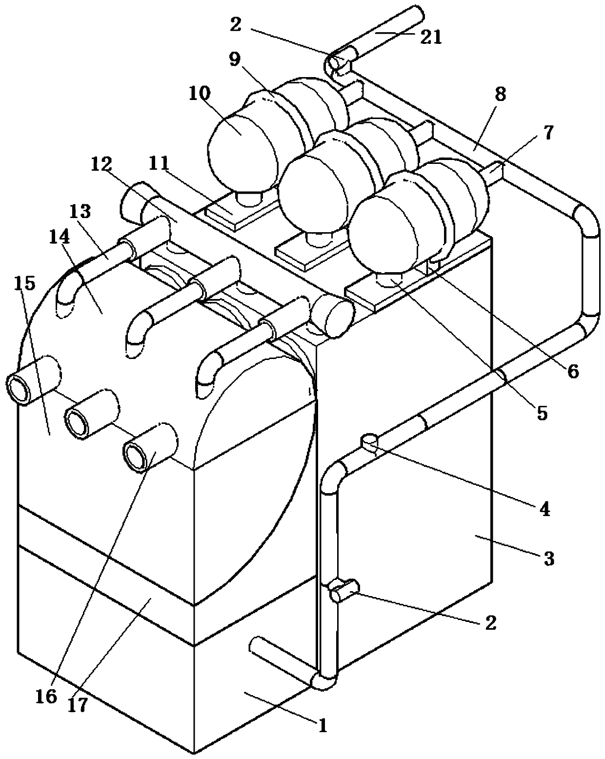 Vacuum cooling box for pipe machining extrusion