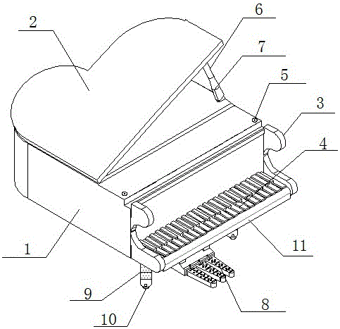 Automatic piano adjusting device for vocal music performance and adjusting method of automatic piano adjusting device
