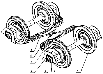 Connecting method and device of auxiliary framework seats and bearing saddles of wagon self-steering bogie